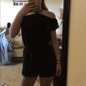 Black off the shoulder, choker romper